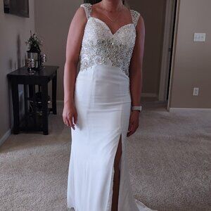 SOLD White Gown With Silver and Gold Beading